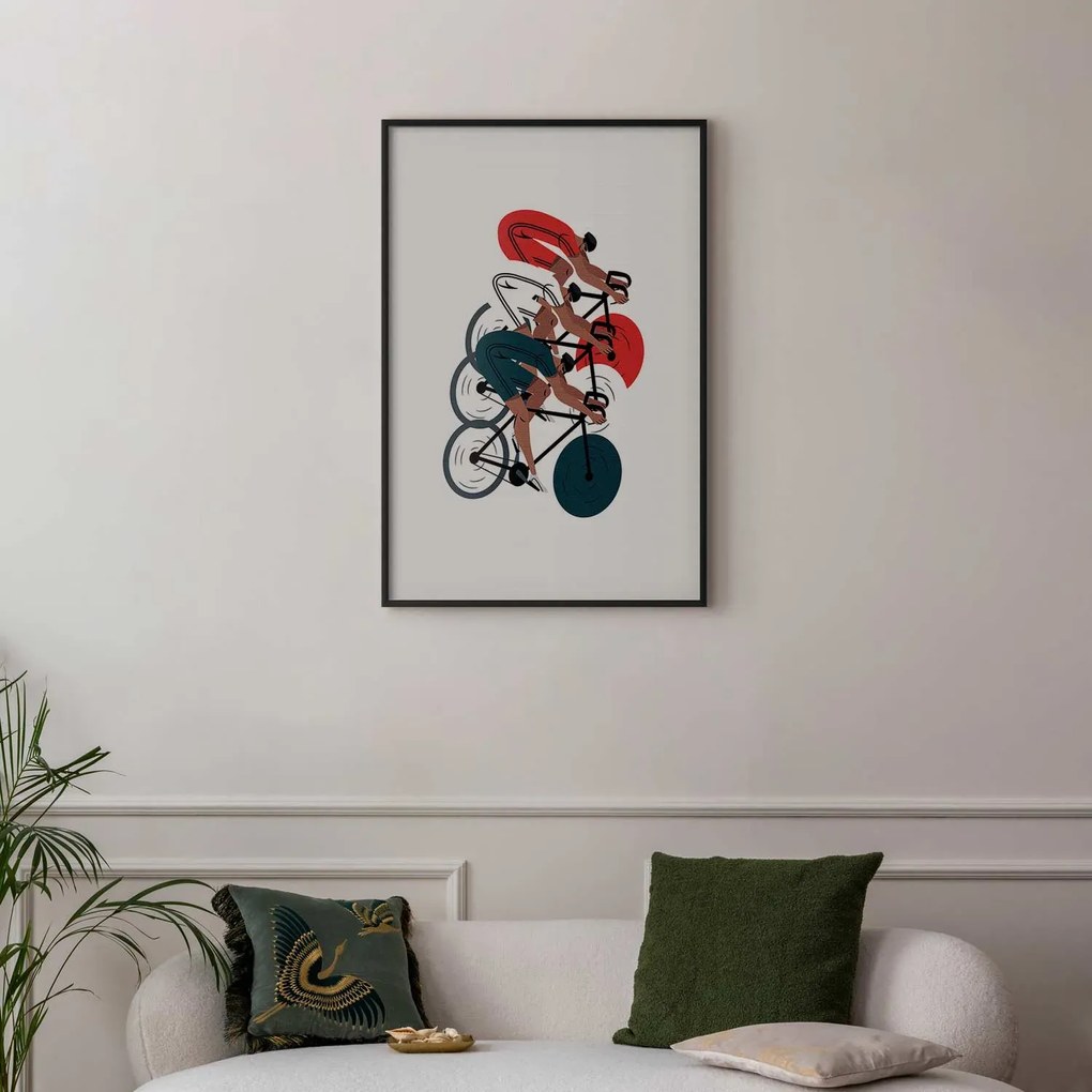Plakat Wyścig kolarski 60x90 cm z ramą czarną z marginesem ARTGEIST B