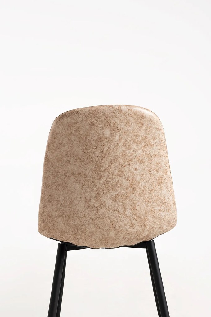 Zestaw 4 Krzese Black Teok Ekoskóra