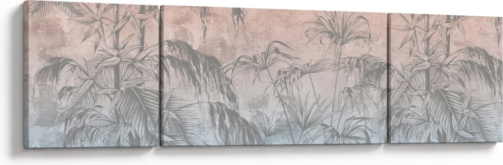 Obraz - Tropikalne rośliny na ścianie (170x50 cm)
