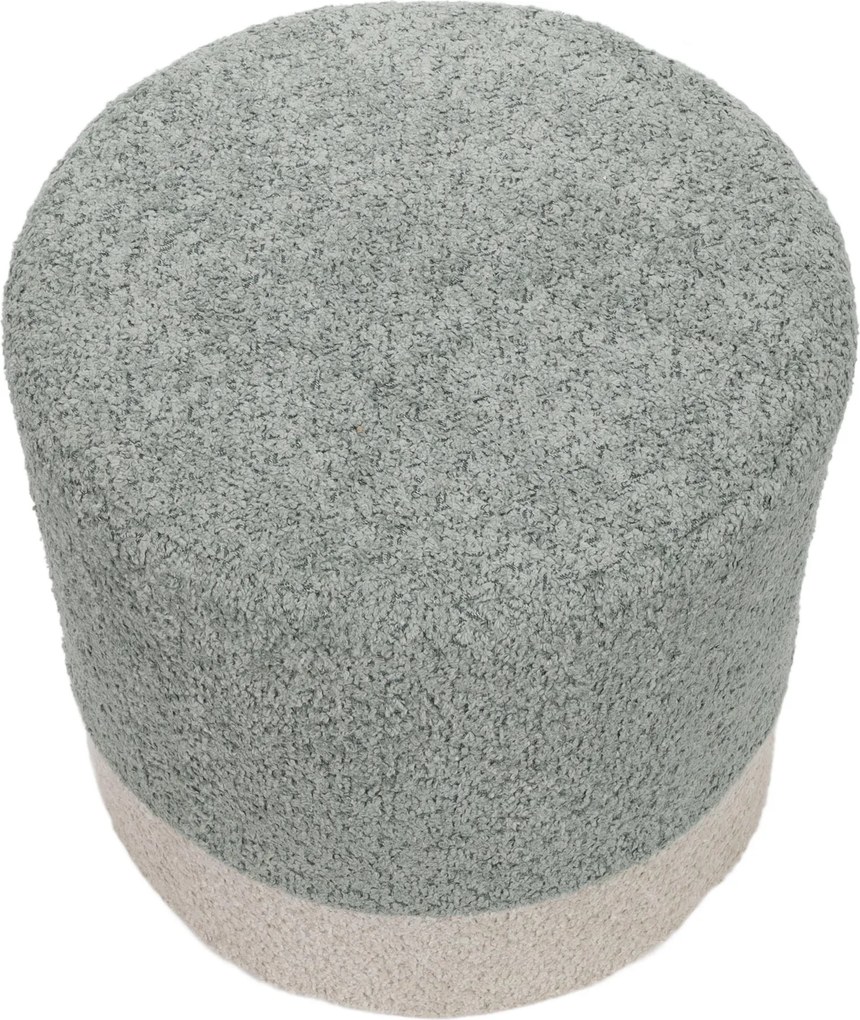 Pufa okrągła tapicerowana w dwóch kolorach boucle, Ø 35 x 34 cm