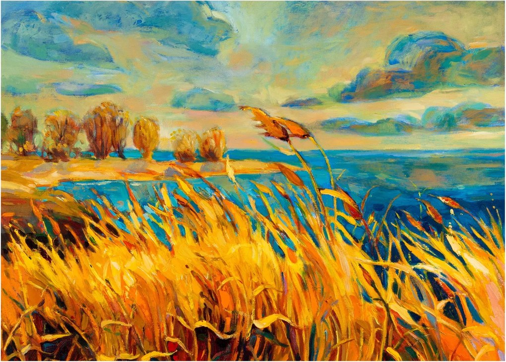 Obraz na szkle - Zachód słońca nad jeziorem, obraz akrylowy (70x50 cm)