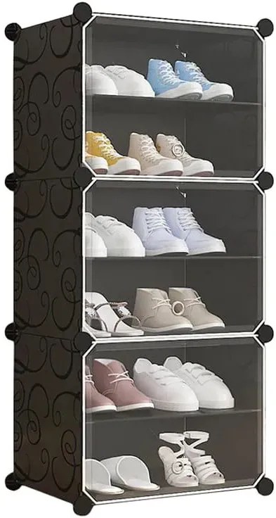 Czarna modułowa szafka na buty w stylu nowoczesnym - Leger 3X