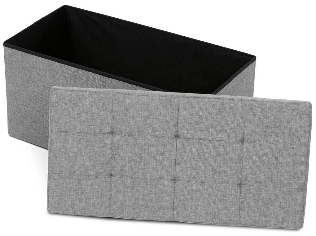 Taboretka z miejscem do przechowywania, szara, 76x 37 x 37 cm