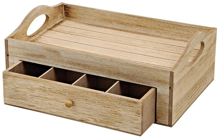 Taca do serwowania z szufladą na herbatę TEABOX 30x20 cm