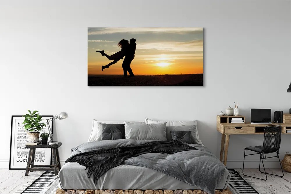 Duży obraz na płótnie Ludzie i Chmury o Zachodzie