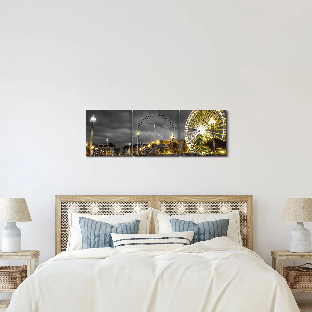 Obraz diabelskiego młyna o zmierzchu (z zegarem) (90x30 cm)