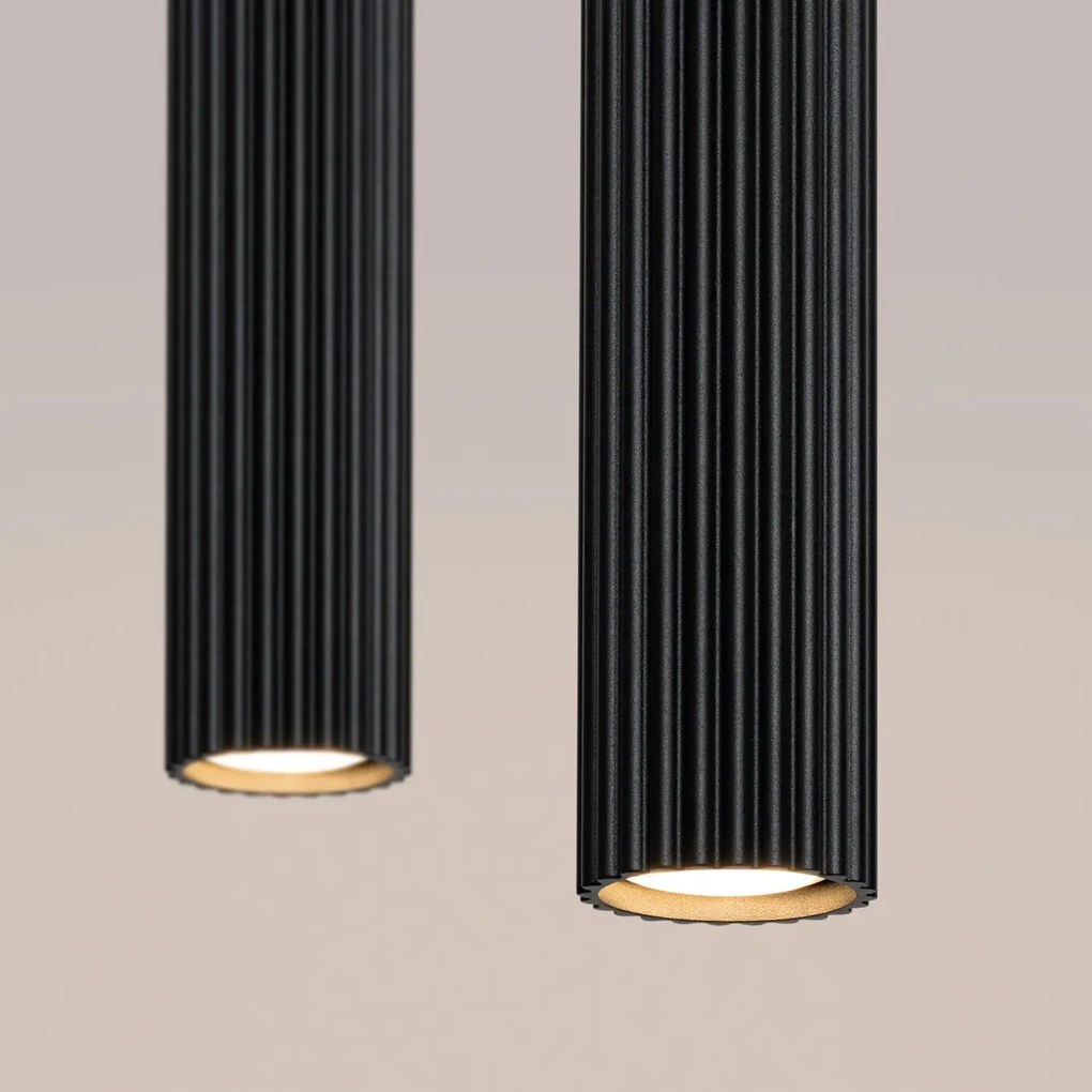 Lampa wisząca KARBON 2 czarna ryflowana SOLLUX  LIGHTING