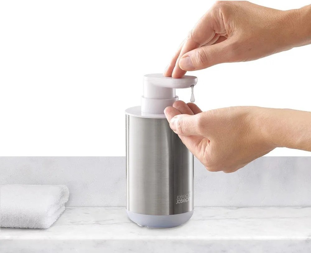 Dozownik do mydła ze stali nierdzewnej w kolorze srebra 300 ml Duo Steel – Joseph Joseph