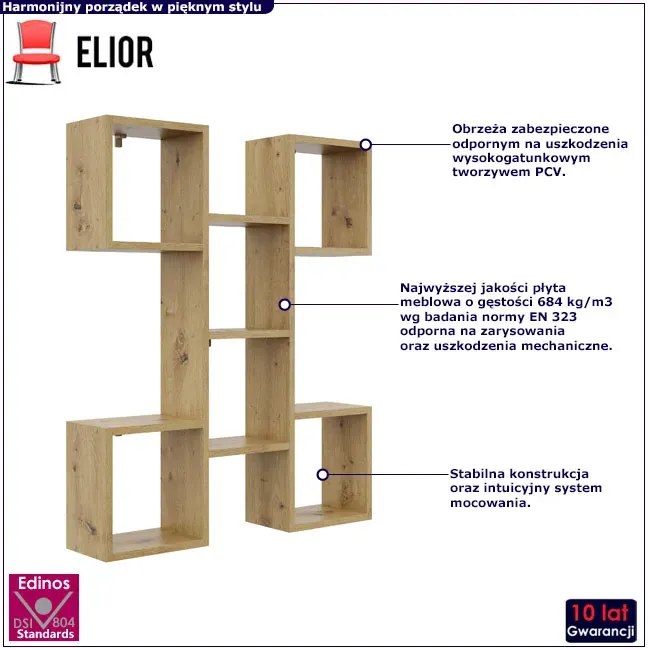 Regał na ścianę, półka dąb artisan H4-L97