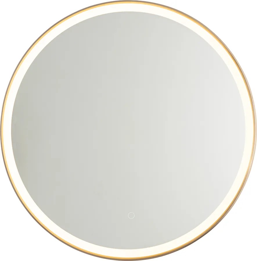 Lustro łazienkowe w kolorze różowego złota 70 cm z LED, 3-stopniowe ściemnianie dotykowe, okrągłe - Miral