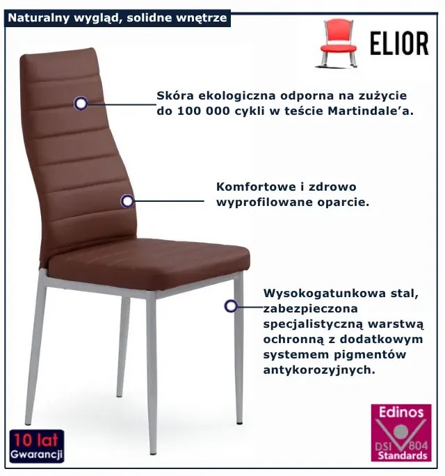 Ciemnobrązowe tapicerowane krzesło z ekoskóry - Zenida