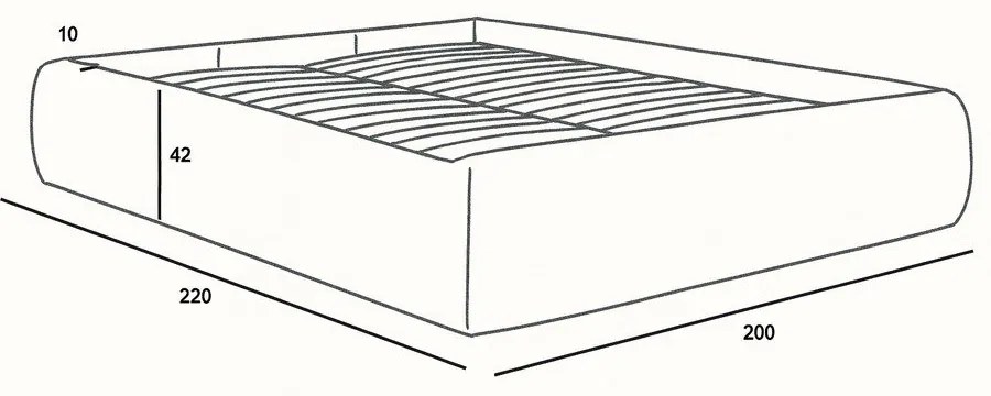 Ciemnoszare tapicerowane łóżko dwuosobowe bez zagłówka ze schowkiem i stelażem 180x200 cm Inera – Bobochic Paris