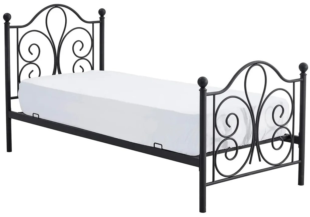 Czarne rustykalne łóżko 90x200 cm T0-F95