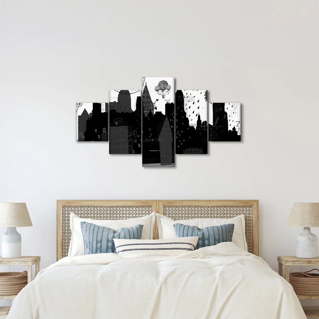 Obraz - Miasto z napisami i wzorami (125x70 cm)