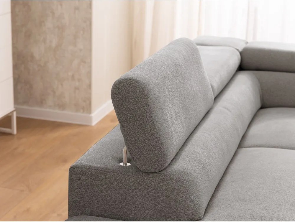 Jasnoszary narożnik z tkaniny szenilowej (lewostronny/w kształcie litery L) Marbeya – Ropez