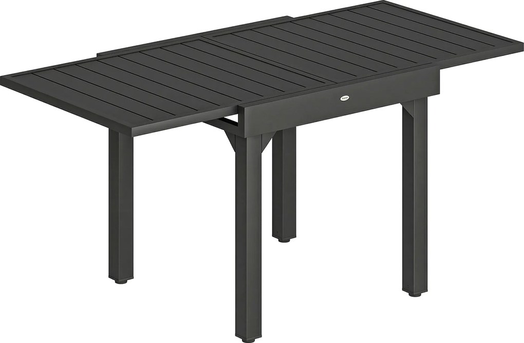 Outsunny Rozkładany Stół Ogrodowy 80/160 x 80 cm Aluminiowy Stół Jadalniany na 4-6 Osób, Prostokątny z Lamelowym Blatem | Aosom PL