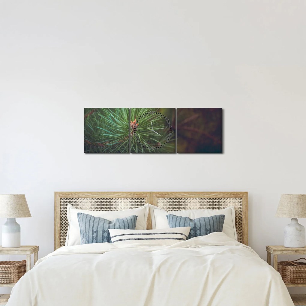 Obraz - Detal sosny (z zegarem) (90x30 cm)