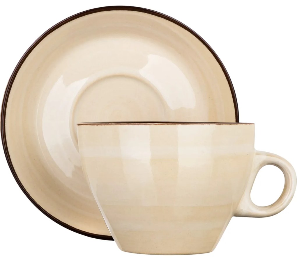 Zestaw 6 filiżanek z spodkami Palas 290 ml, kremowy