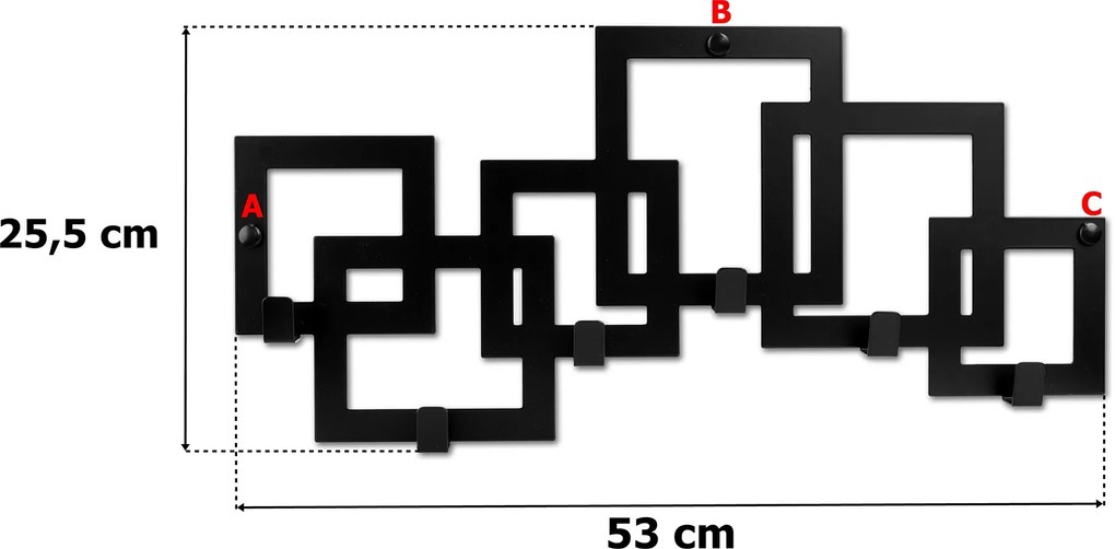 Czarny nowoczesny wieszak ścienny L9-Z81