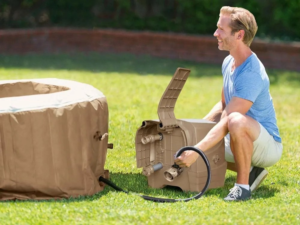 Dmuchany basen ogrodowy SPA 216 cm Intex 428 z hydromasażem, 6-osobowy, 140 dysz