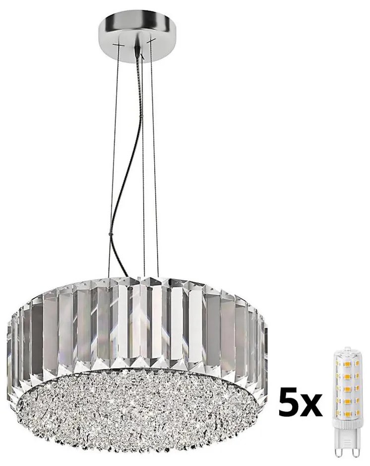 Brilagi - LED Żyrandol kryształowy na lince GLAMOUR 5xG9/42W/230V