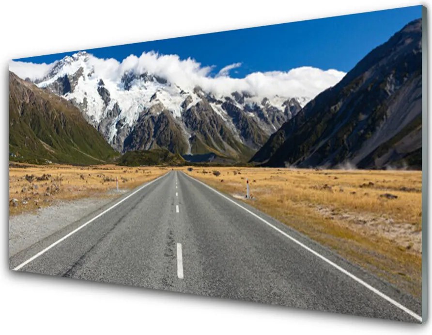 Panel Szklany do Kuchni Zimowy Szlak Górski