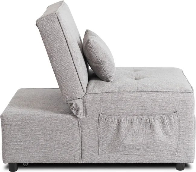 Fotel Wypoczynkowy Rozkładany IBERIS 67 cm Szary Tapicerowany Nowoczesny