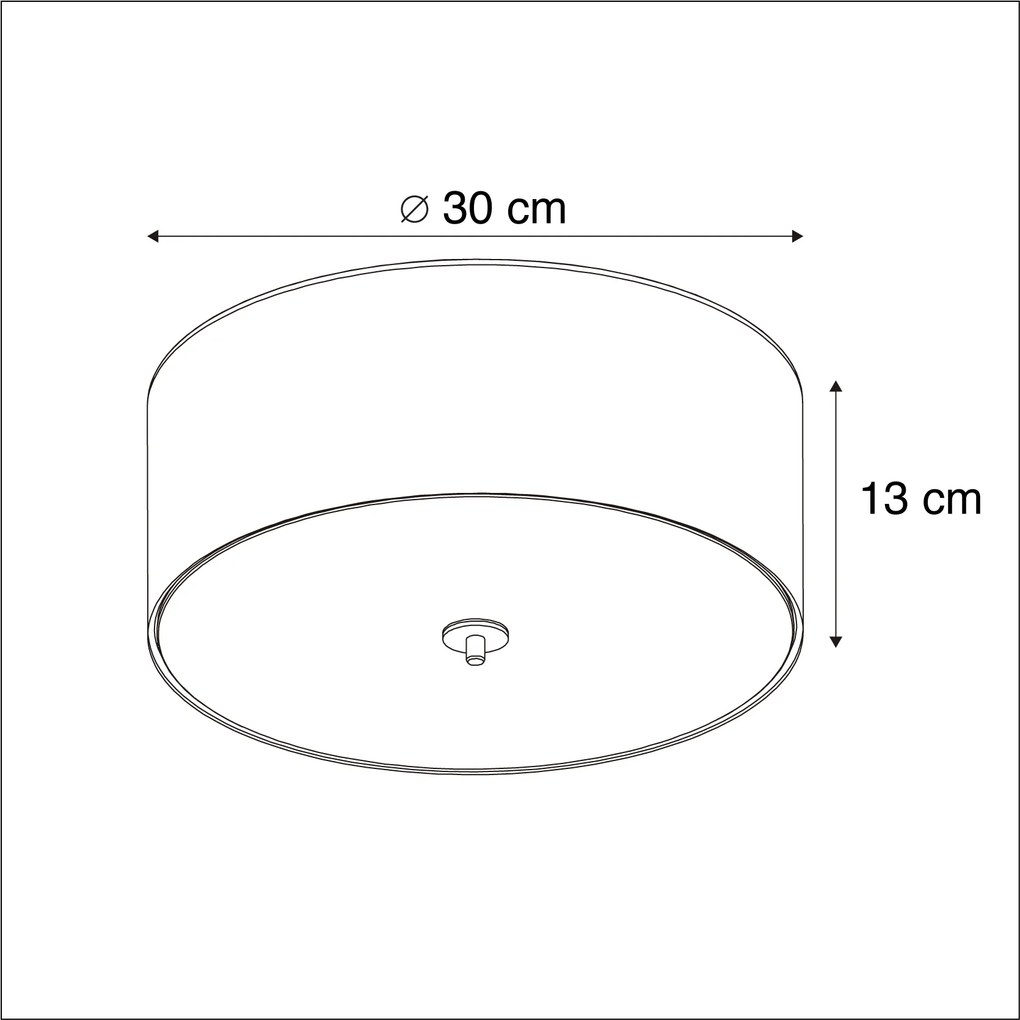 Rustykalna lampa sufitowa biała/kremowa 30 cm - Drum Jute Nowoczesny Oswietlenie wewnetrzne