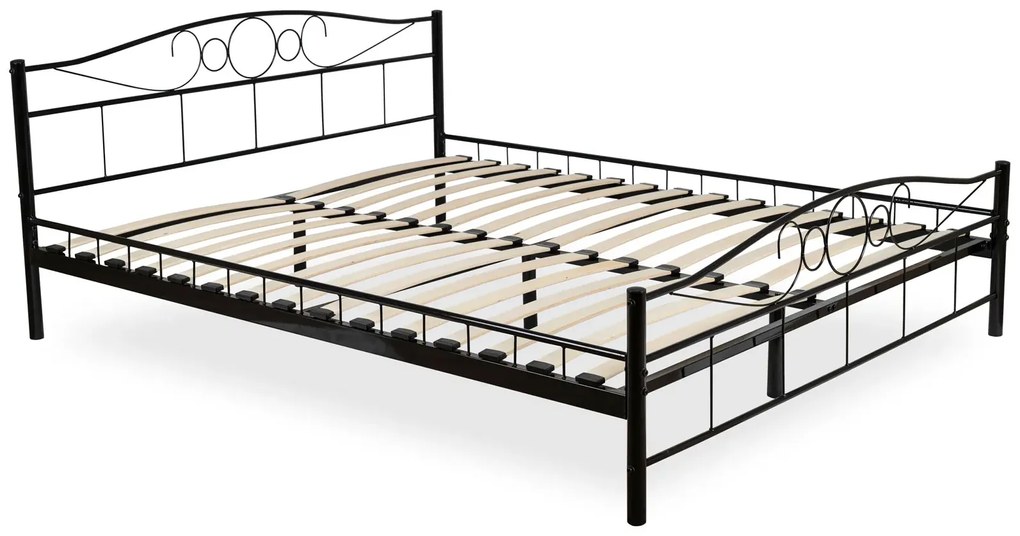 Czarne metalowe łóżko podwójne 160x200 - Lorix