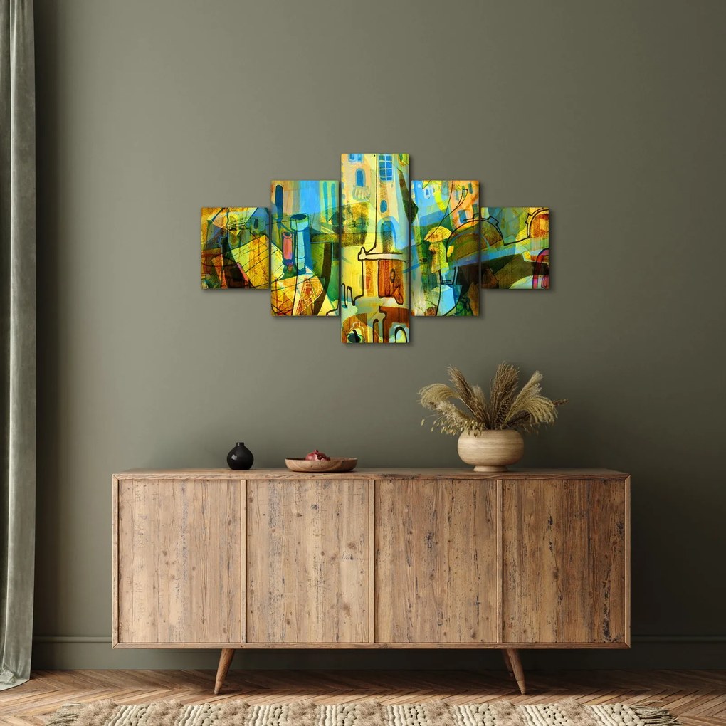 Obraz - Architektura, abstrakcja kubistyczna (125x70 cm)