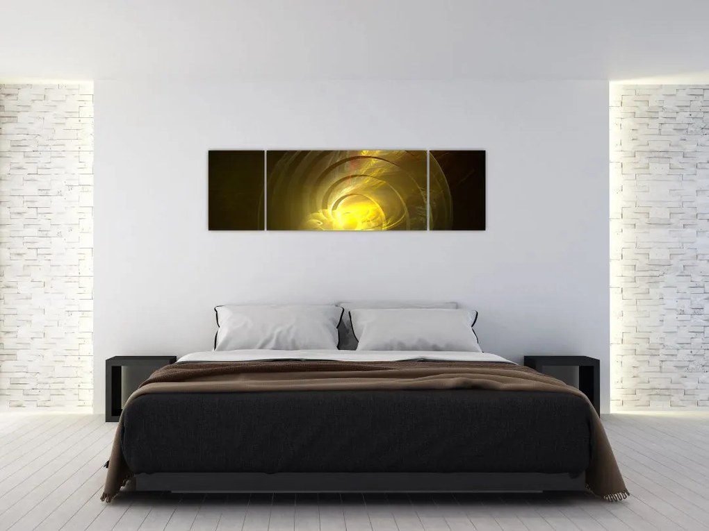 Obraz żółtej abstrakcyjnej spirali (170x50 cm)