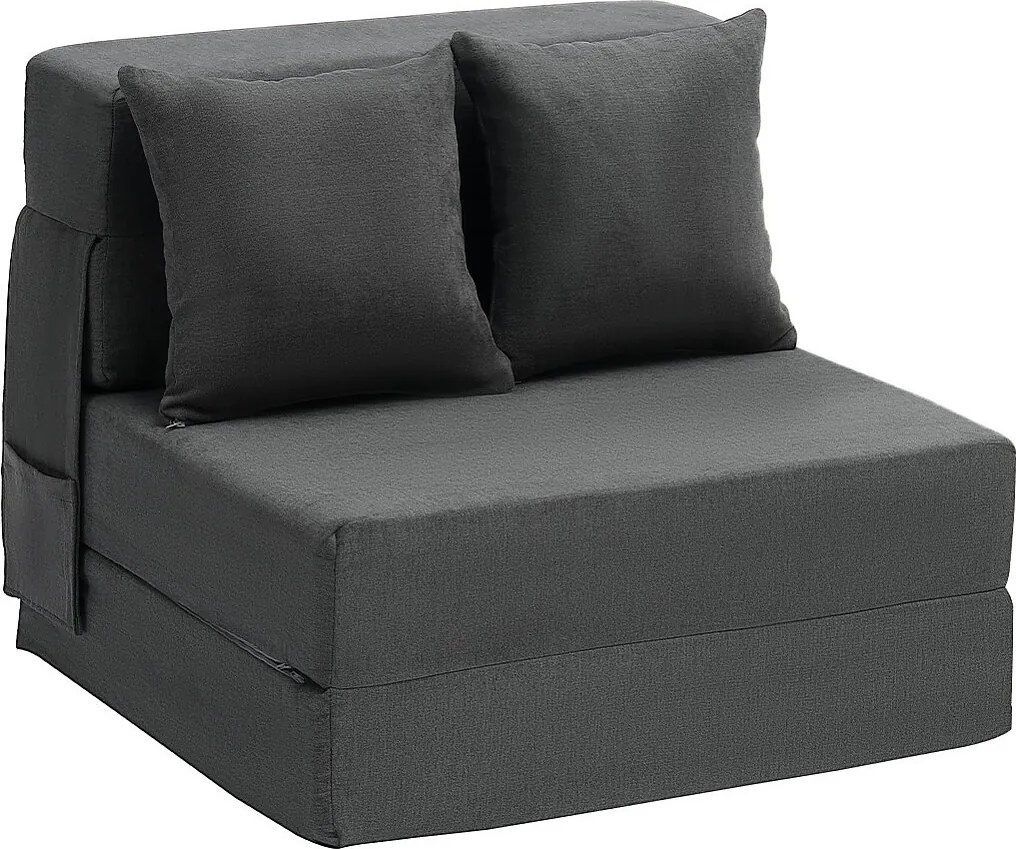 Lęgiwany Kanapé-Łóżko SucceBuy, 3 w 1 Lęgiwany z 2 Poduszkami, Szary Ciemny, Jednoosobowy