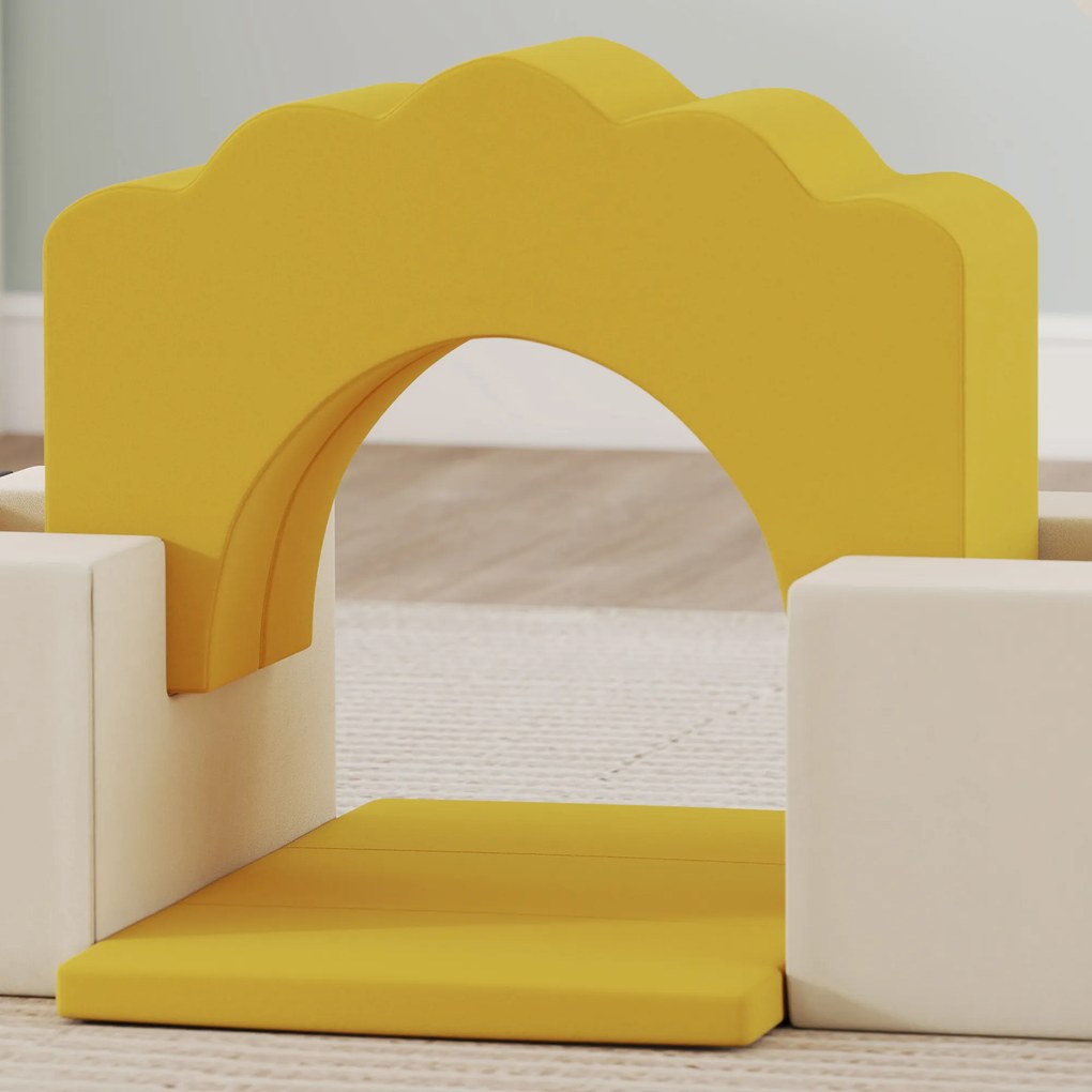 AIYAPLAY 7-częściowy zestaw bloków do wspinaczki dla niemowląt i małych dzieci, miękki zestaw do wspinaczki do użytku wewnętrznego, tkanina, pianka, kolorowy | Aosom PL