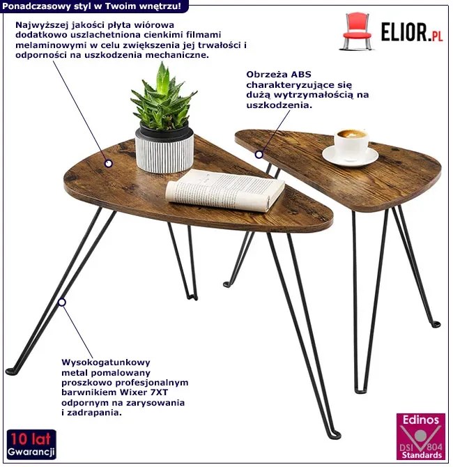Komplet 2 sztuk stolików kawowych do salonu - Timones