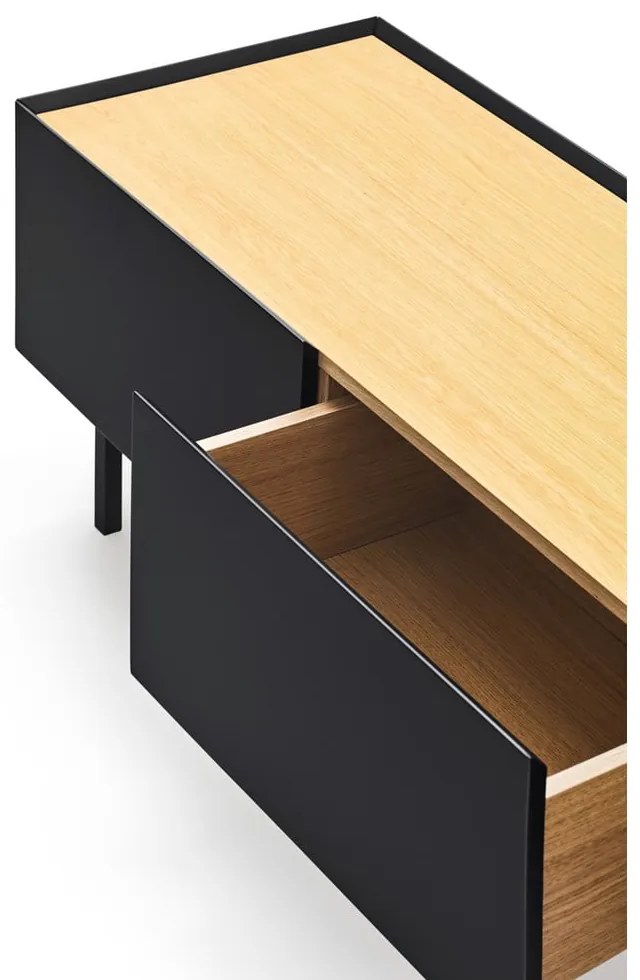 Czarno-naturalna szafka pod TV w dekorze dębu 180x45 cm Arista – Teulat