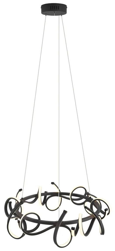 Designerska lampa wisząca czarna okrągła z 3-stopniowym ściemnianiem - Krisscross Nowoczesny Oswietlenie wewnetrzne