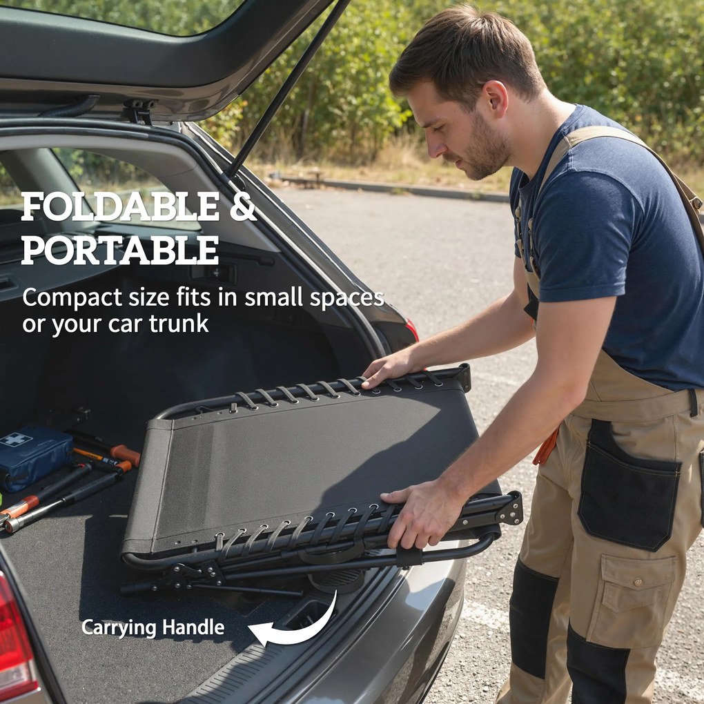 Outsunny Leżak Ogrodowy Składany przenośny z 5-stopniową regulacją oparcia, poduszką, zagłówkiem | Aosom PL