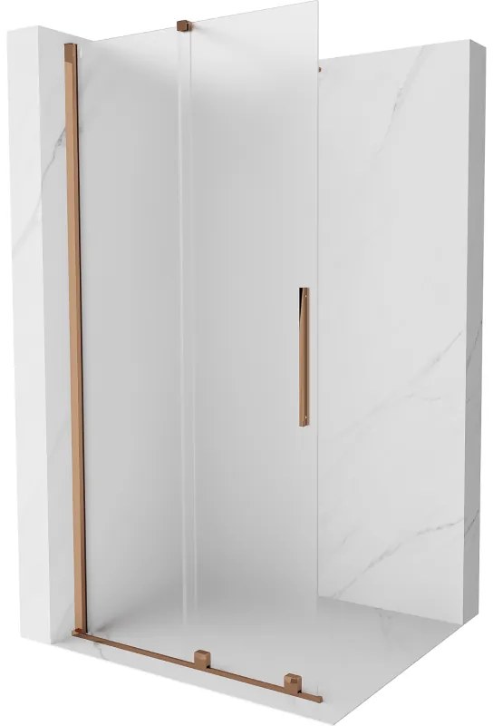 Mexen Velar ścianka prysznicowa rozsuwana Walk-in 100 x 200 cm, szron 8 mm, różowe złoto - 871-100-000-33-60