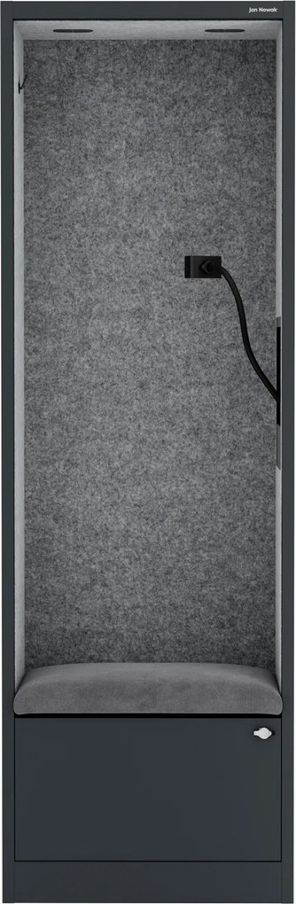 Kabina akustyczna z siedziskiem Sally MentalBox, 60 x 40 x 185 cm, antracyt/szary
