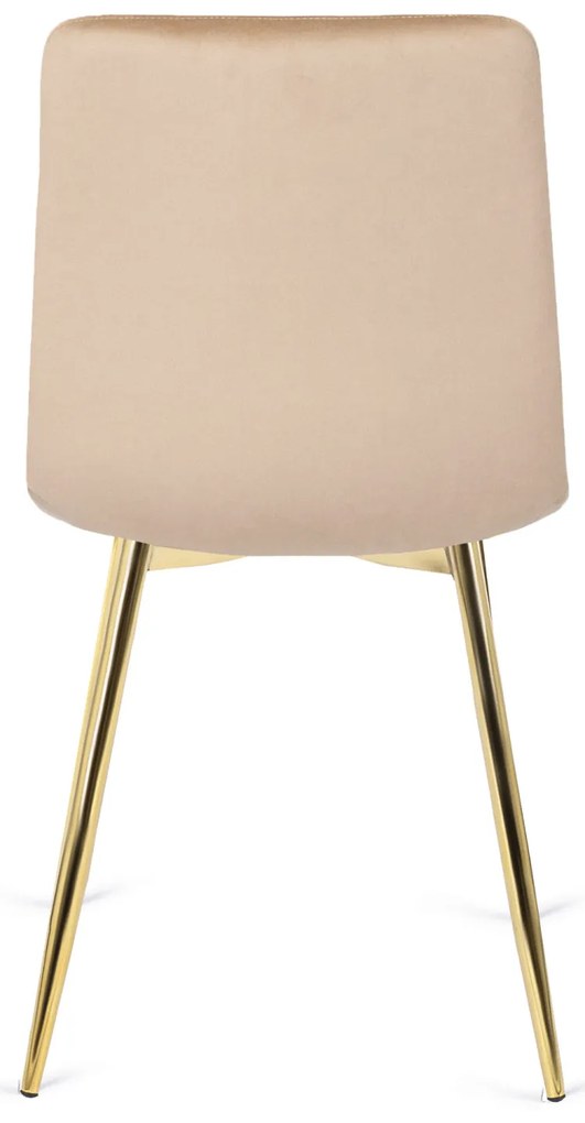 Zestaw Stół Okrągły Szklany OLIVIER 120 cm i 4 Krzesła Tapicerowane do Salonu YORK Kremowe Welurowe Glamour