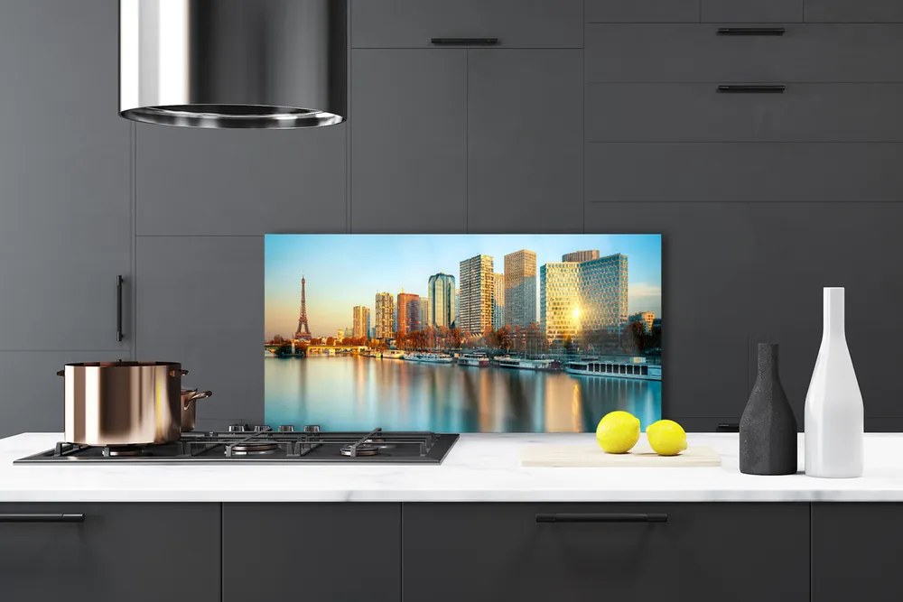 Szkło do Kuchni na Ścianę Paryski Szyk nad Wodą