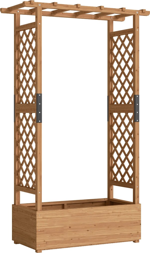 Outsunny Podwyższone grządko z kratownicą i daszkiem, do kwiatów, owoców, warzyw, ziół, 110 x 44 x 181 cm, drewno, pomarańczowy | Aosom PL