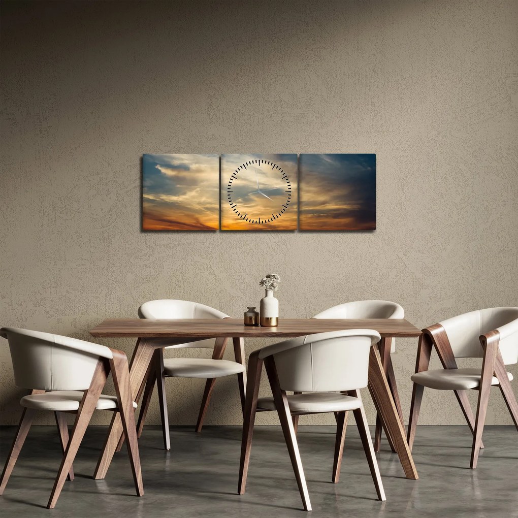Obraz zachodu słońca (z zegarem) (90x30 cm)