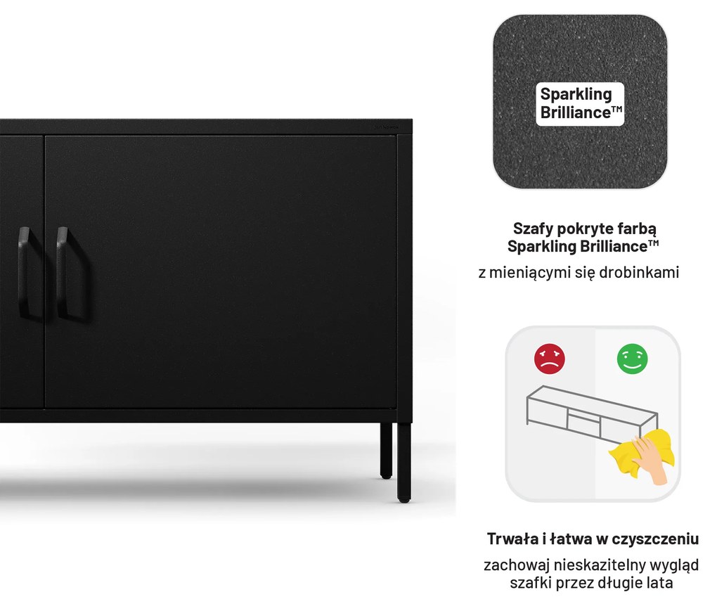 Metalowa szafka RTV czarna ROSA Modern