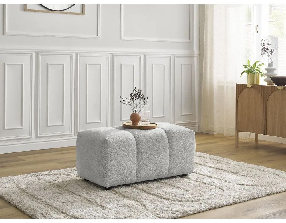 Jasnoszary podnóżek z tkaniny szenilowej Roxelane – Bobochic Paris