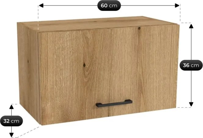 Zestaw Mebli Kuchennych MODERN 200 cm Czarny/Dąb Evoke Loftowy