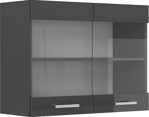 Szklana szafka kuchenna antracyt wysoki połysk 80x31x60 r-line