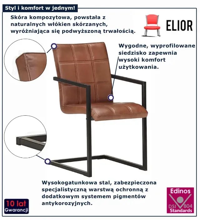 Jasnobrązowy zestaw krzeseł na czarnych płozach K5-C04