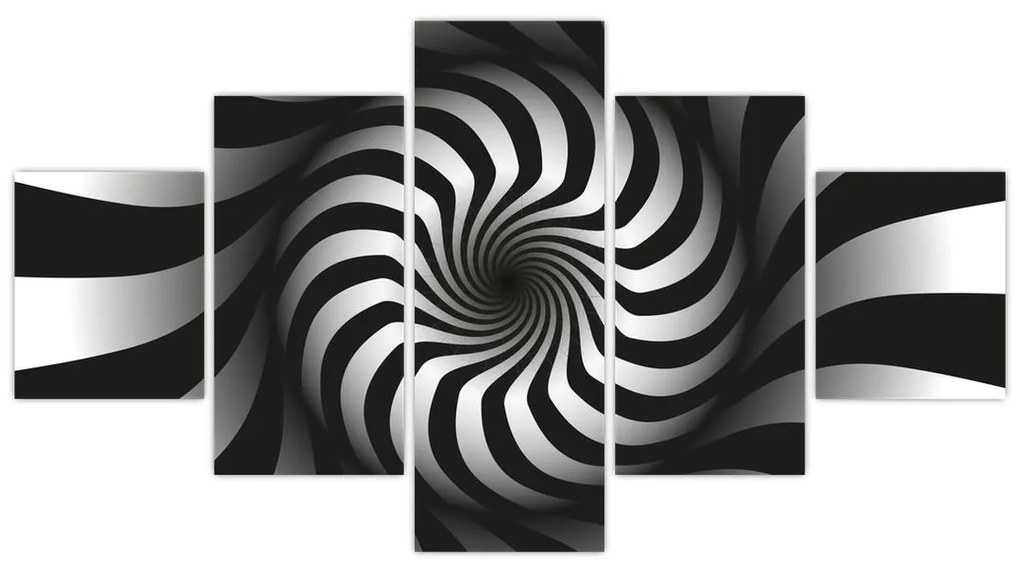 Abstrakcyjny obraz czarno - białej spirali (125x70 cm)