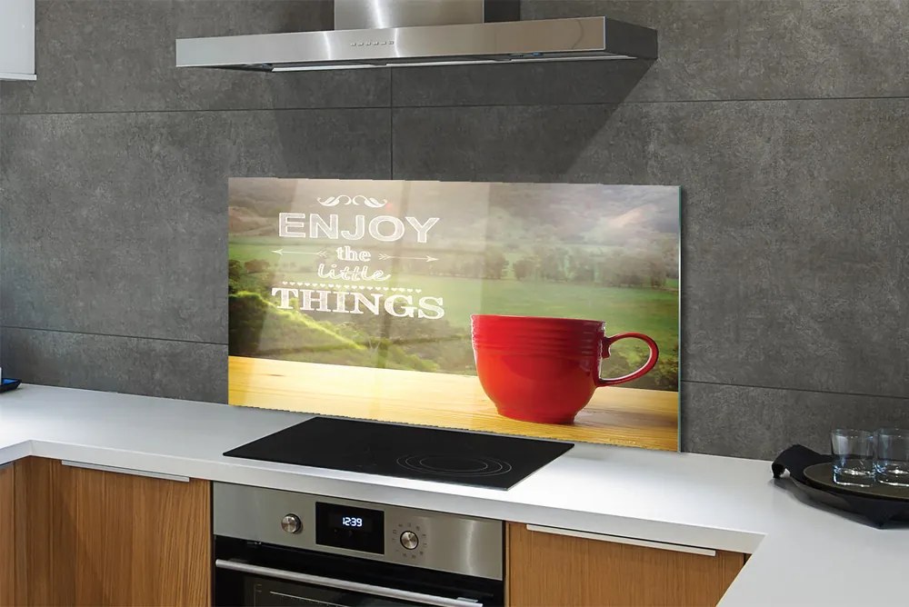 Szklany Panel Napis na Kubku w Naturze